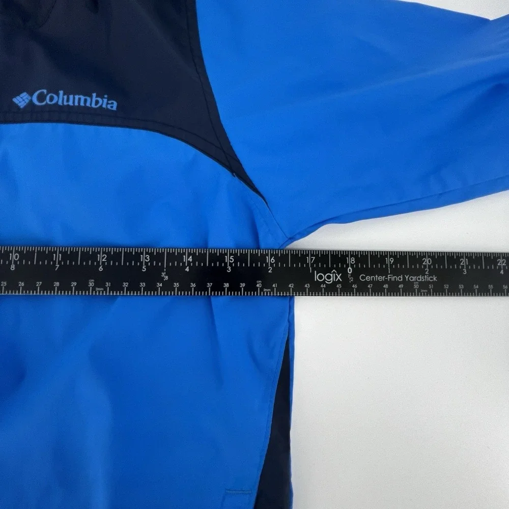 Columbia Youth Medium Windbreaker Jacket Blue Hooded Lightweight Zip‎
